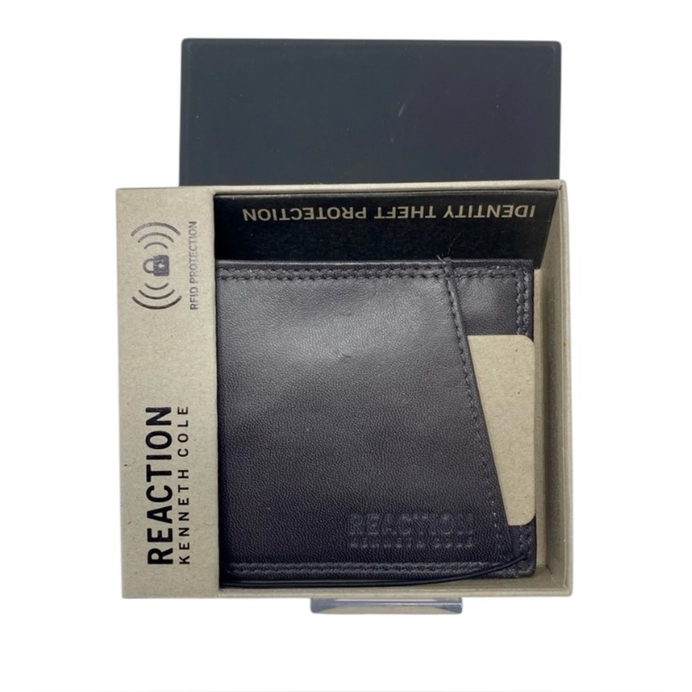 NIB Kenneth Cole Reaction RFID Grey Men's Leather Bifold Wallet